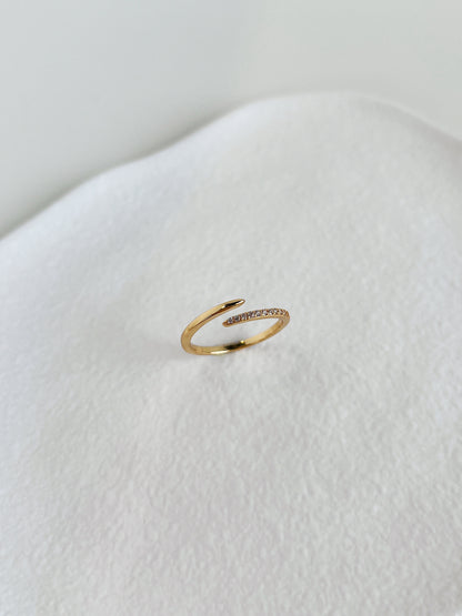 Tarnish resistant thick gold bypass ring designed for everyday luxury wear