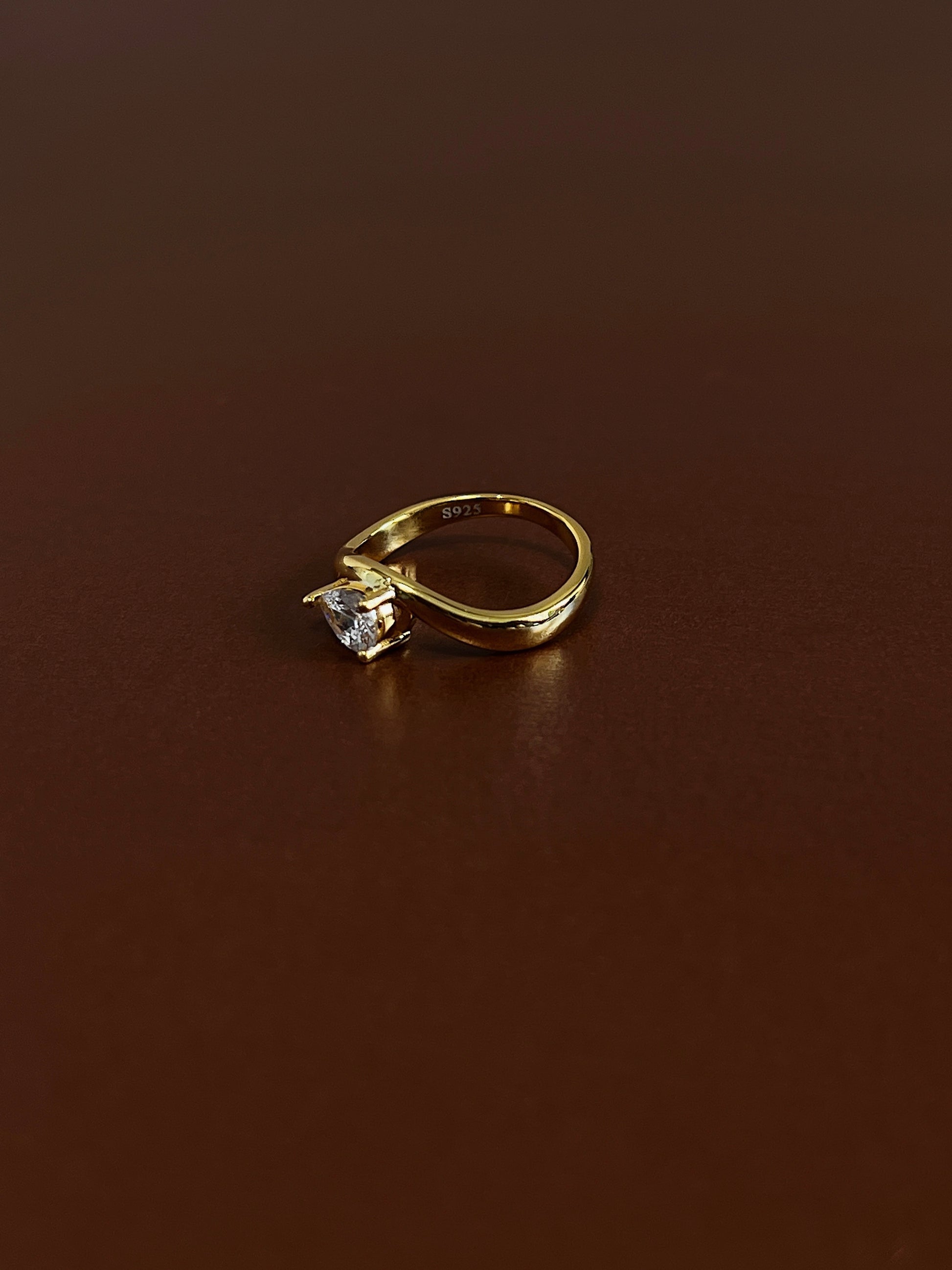 s925 stamp hallmark detail inside gold vermeil ring band