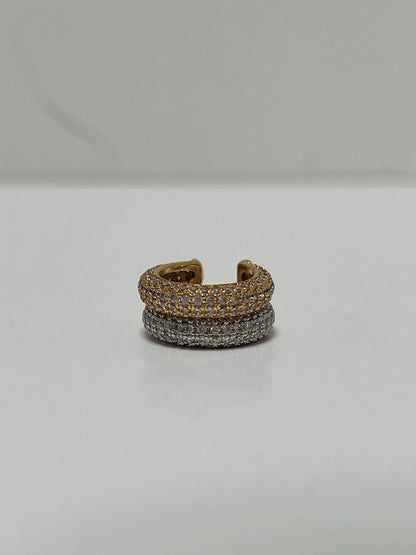 Front view of Anika gold quad-row pavé cuff.