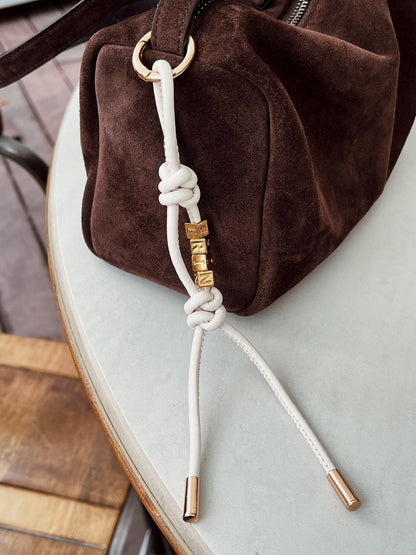 Personalized pu leather initial bag charm.