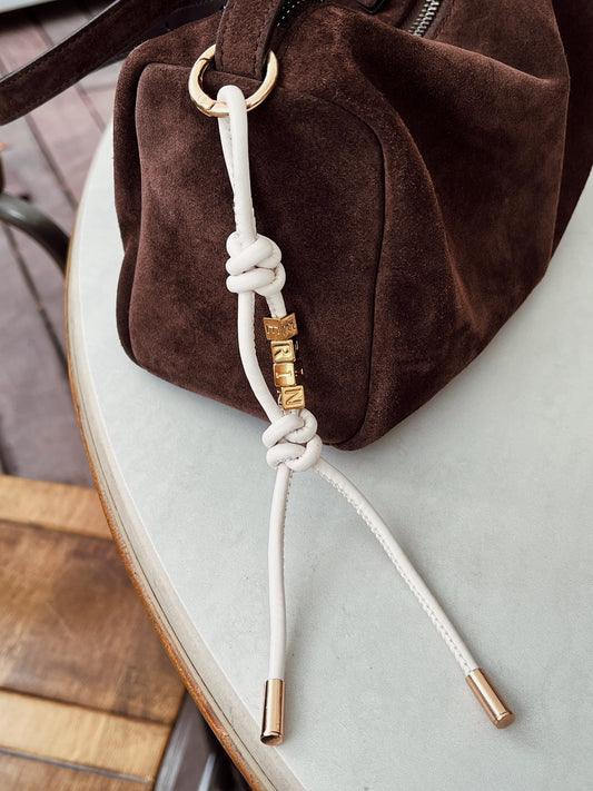 Personalized pu leather initial bag charm.