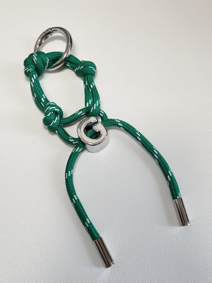 Close up perspective of tactical marine knotting on a premium paracord utility bag charm