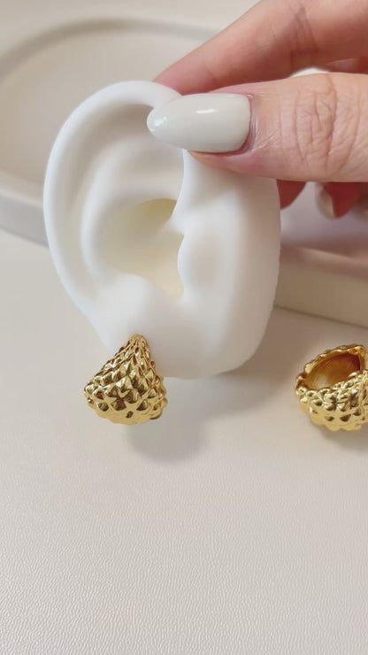 Cayla Textured Gold Teardrop Earrings