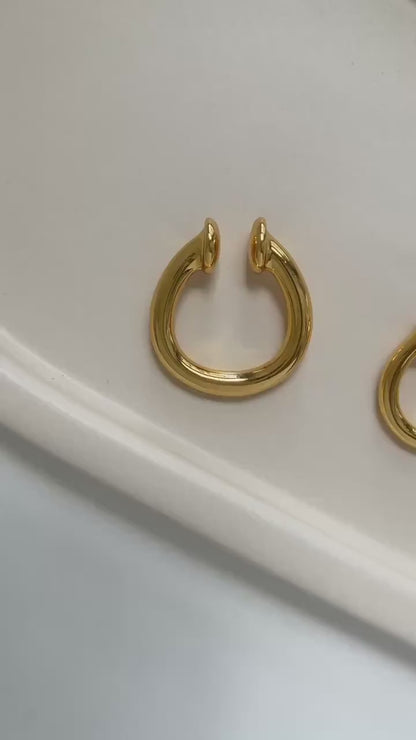 Hoop Ear Cuff, Gold Chunky Lobe Ear Cuff, Large Statement Ear Cuff, Minimalist Ear Cuff, Geometric Ear Cuff, Bold Ear Cuff, Non Pierced Cuff