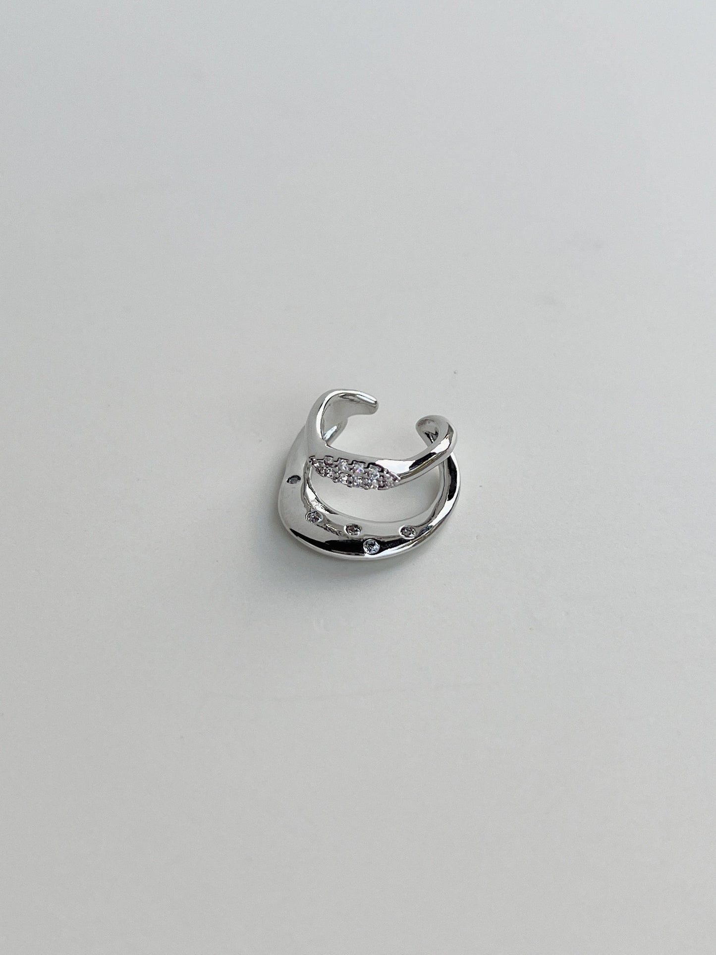 Ashley silver ear cuffs with diamond accents, stylish women's jewelry