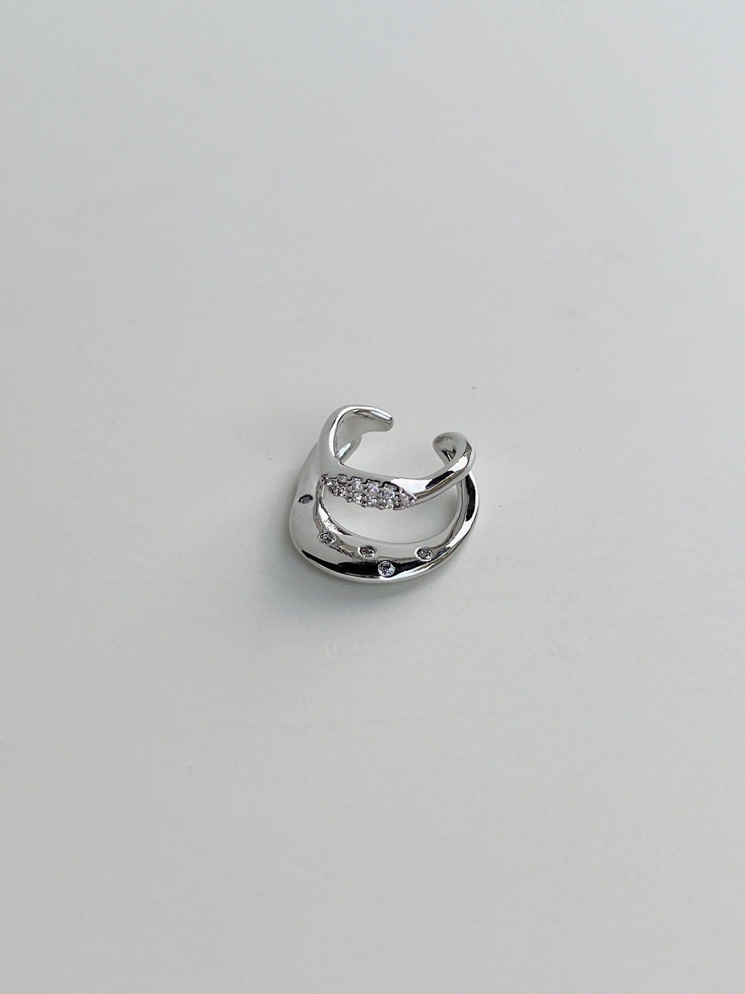 Ashley silver ear cuffs with diamond accents, stylish women's jewelry
