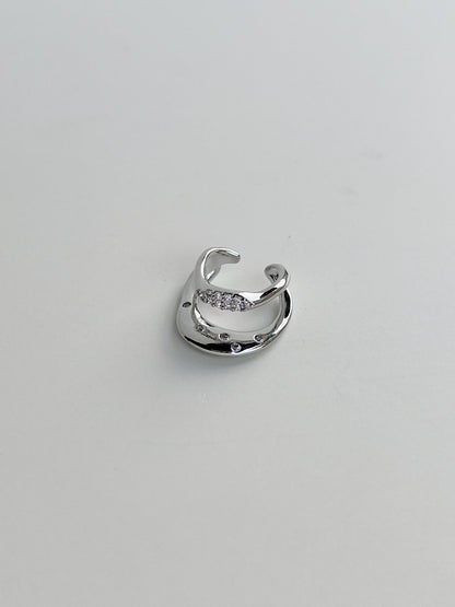 Ashley silver ear cuffs with diamond accents, stylish women's jewelry