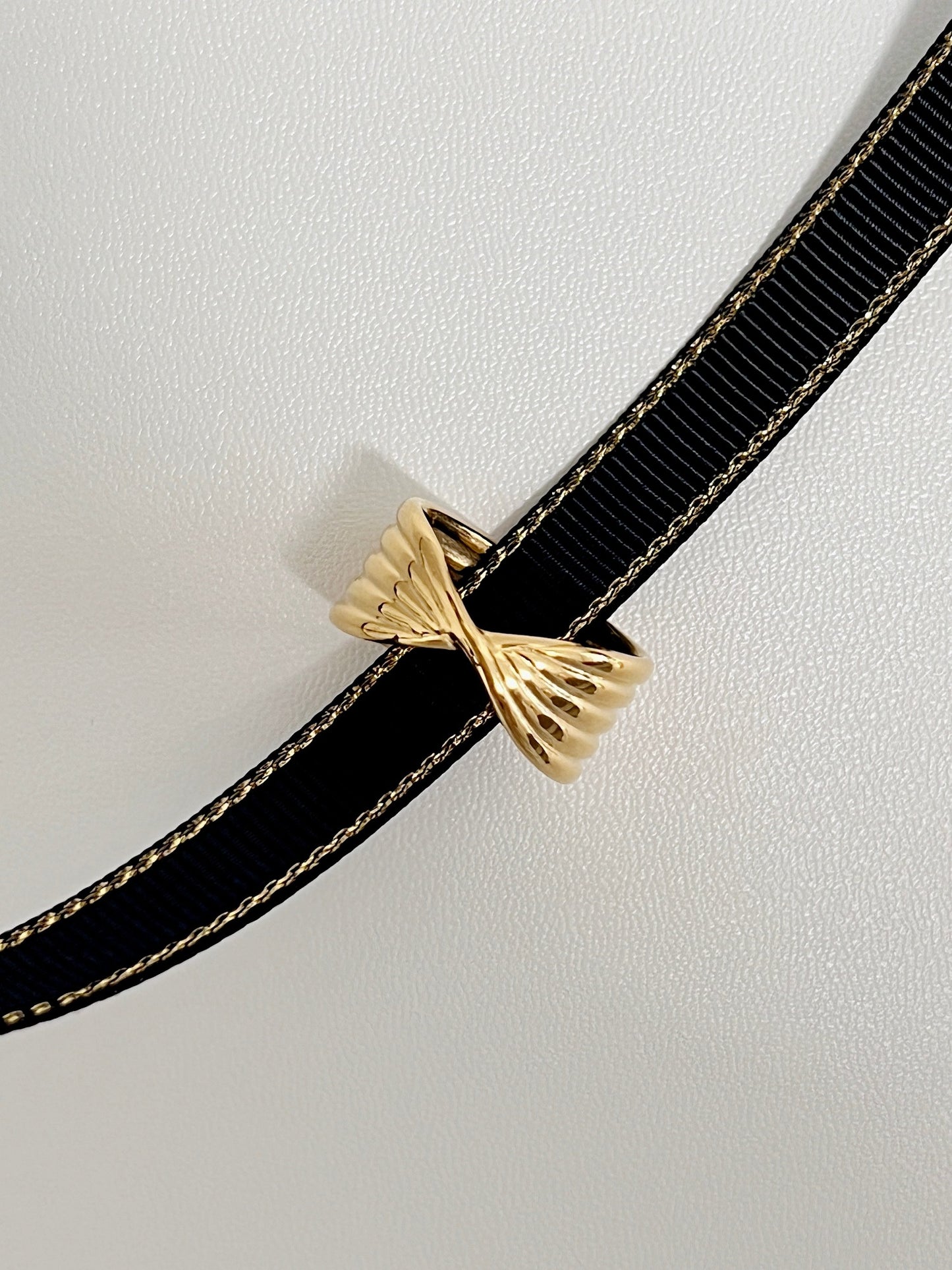 Architectural fluted statement ring by Aurous Atelier in premium gold PVD