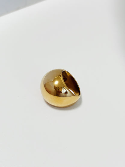 Tarnish-free 18k gold-plated stainless steel dome ring on white display