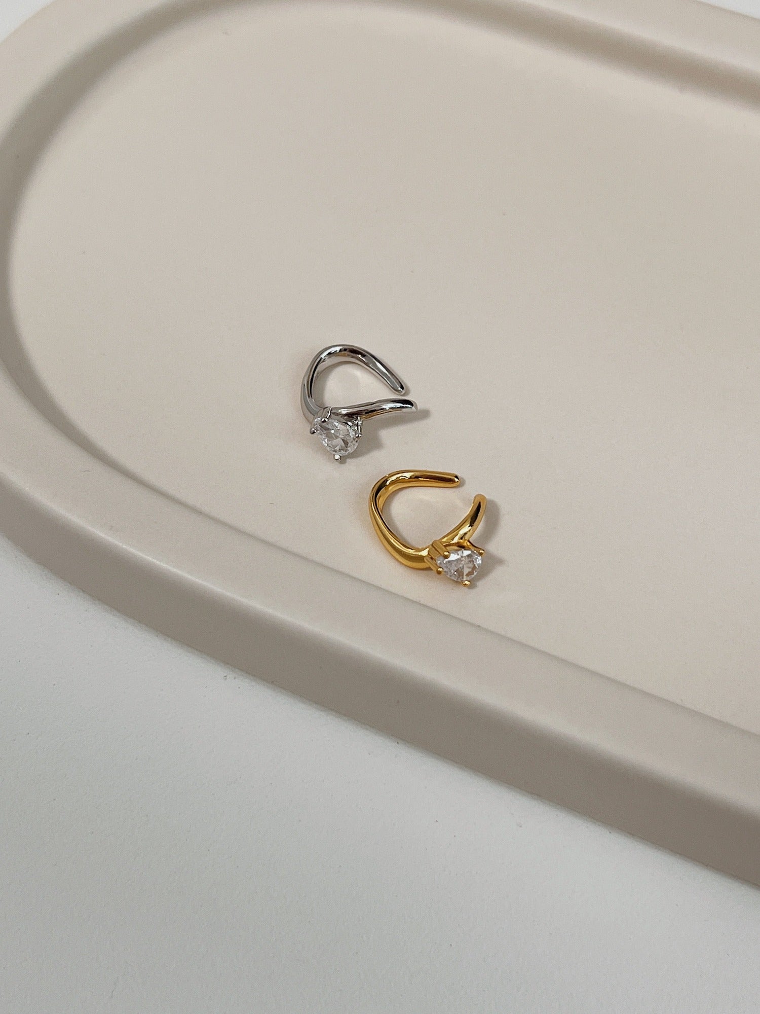 Non-pierced Tiffany ear cuff with high-shine tarnish-proof finish