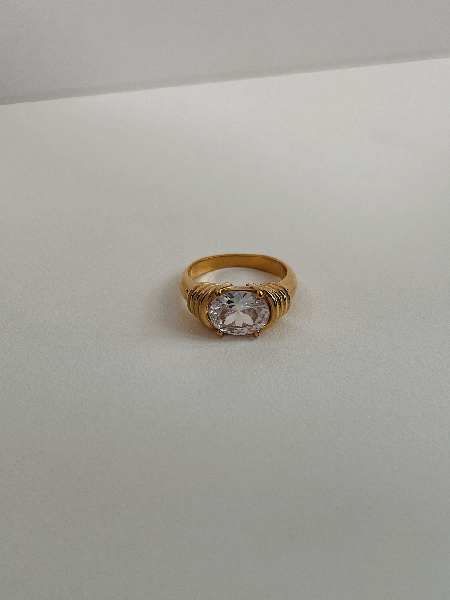 Waterproof gold cz ring for evening events and active wear
