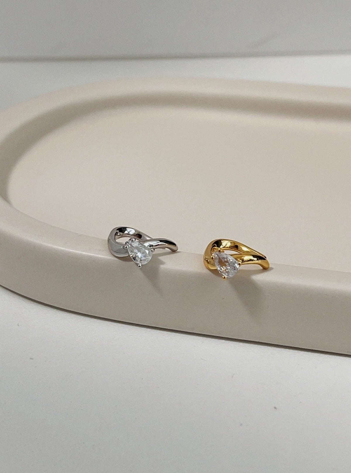 Tiffany CZ Teardrop Ear Cuff in 18k Gold Vermeil and Sterling Silver