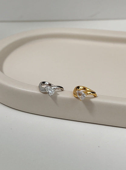 Tiffany CZ Teardrop Ear Cuff in 18k Gold Vermeil and Sterling Silver