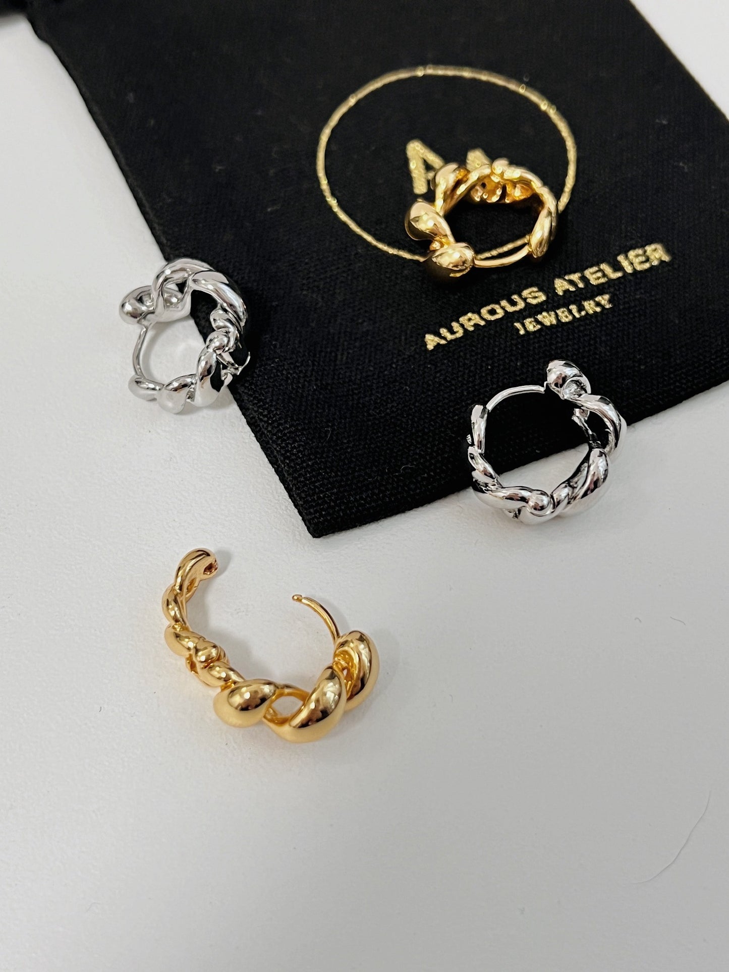 18k Gold Braided Dome Hoop Earrings, Textured Hoops, Statement Swirl Earrings, Gold Twisted Earrings