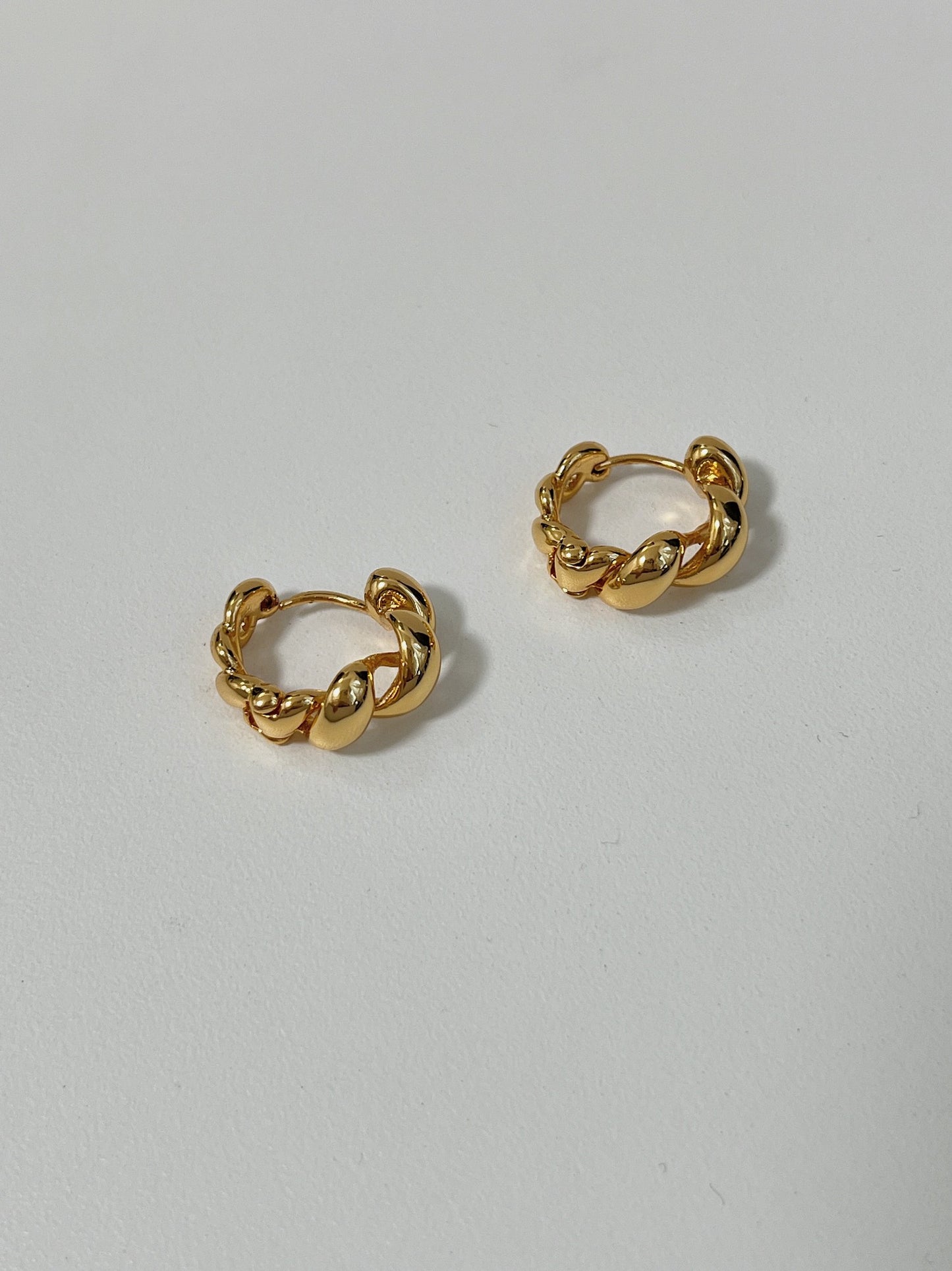 18k Gold Braided Dome Hoop Earrings, Textured Hoops, Statement Swirl Earrings, Geometric Earrings, Irregular Earrings, Gold Twisted Earrings