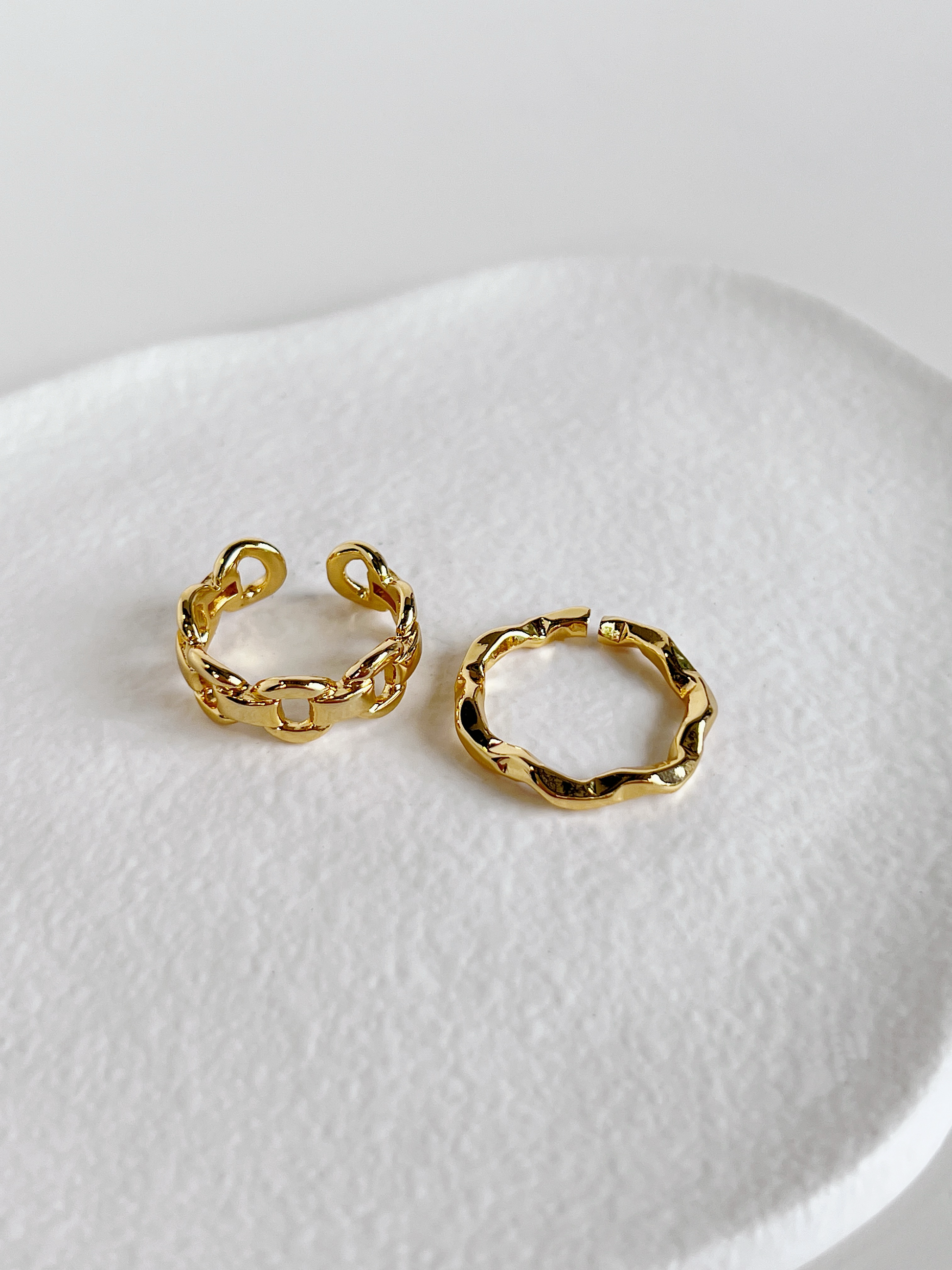 Tarnish-free 18k gold-plated brass jewellery on white display