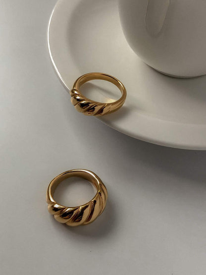Gold PVD vacuum plated ridged dome ring for maximum durability
