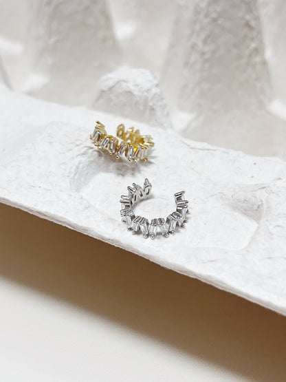 Detail shot of sterling silver base on the Grace ear cuff.