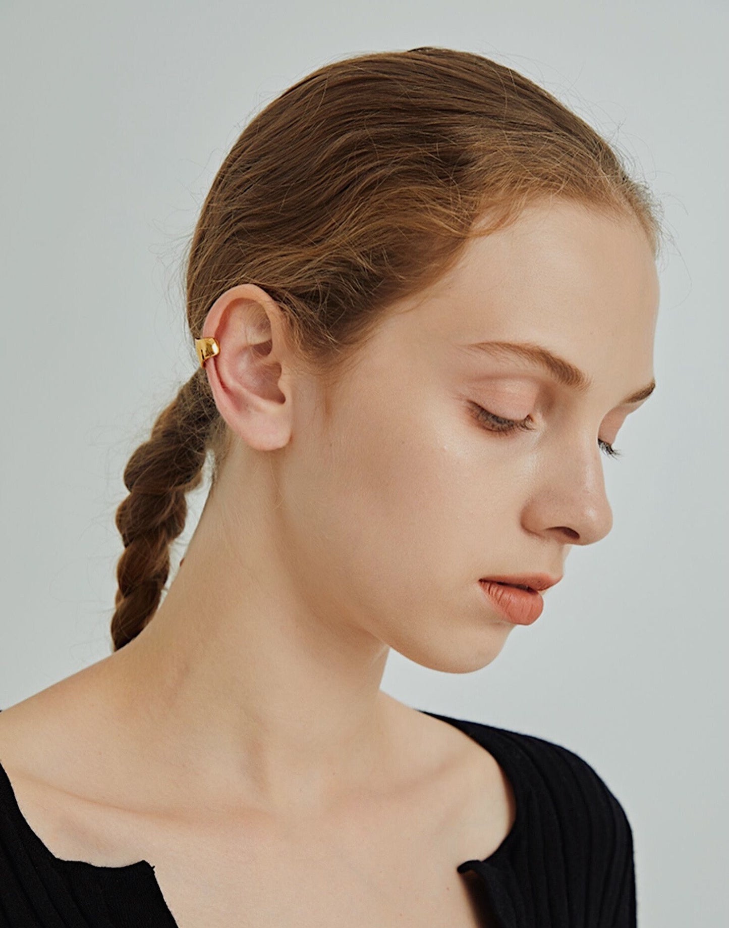 Model wearing Jil cuff, sophisticated minimalist look.