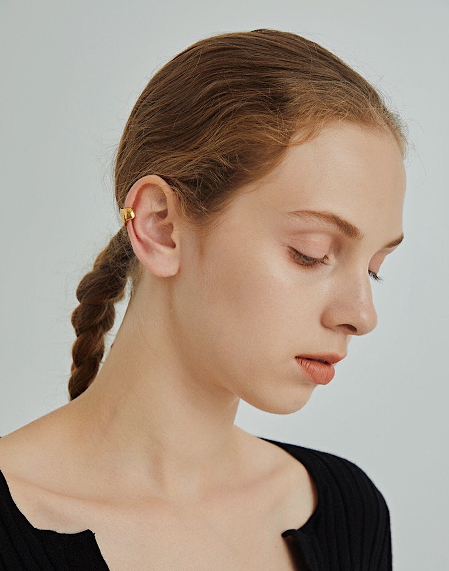 Model wearing Jil cuff, sophisticated minimalist look.