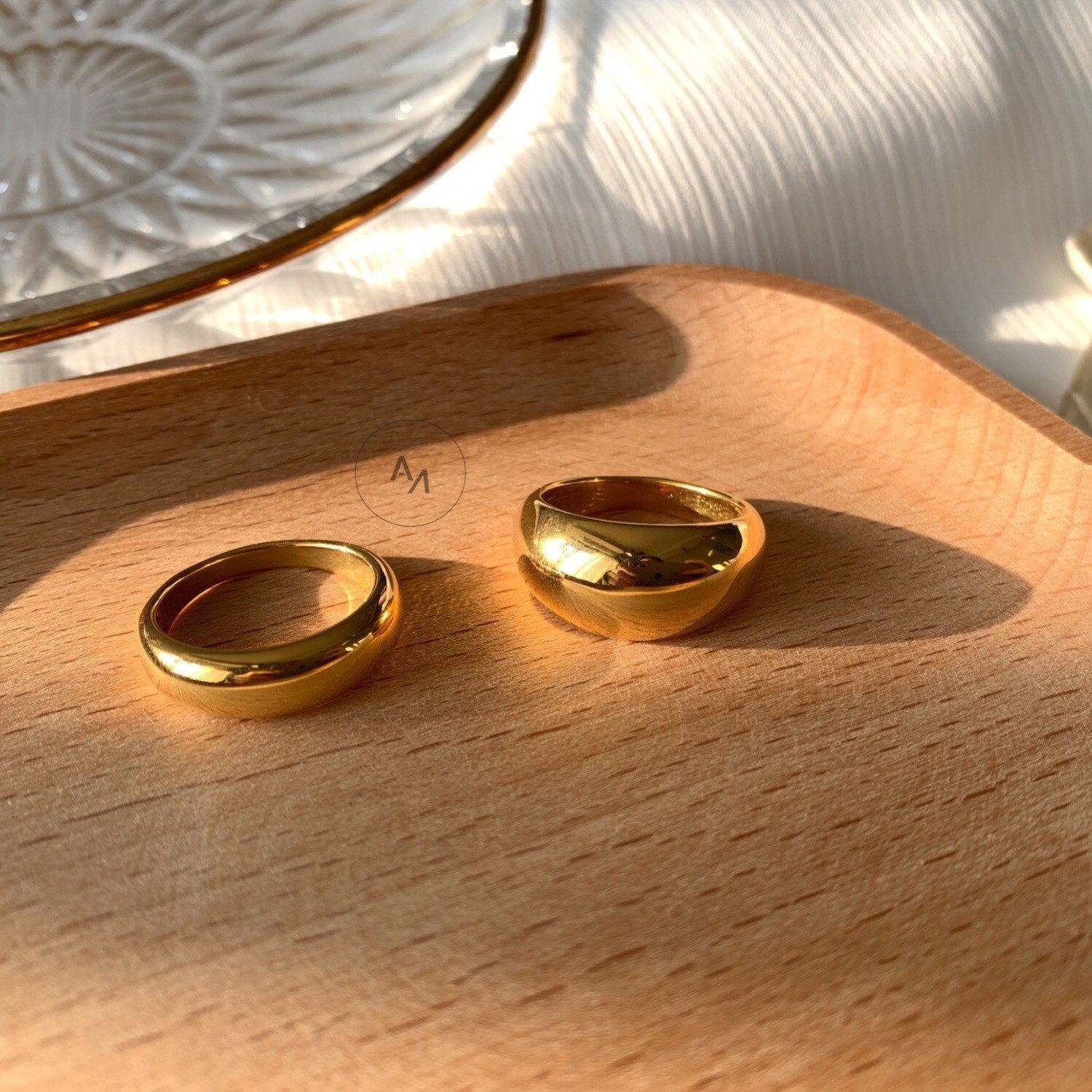 Eloise gold chunky dome ring in 18k gold pvd stainless steel