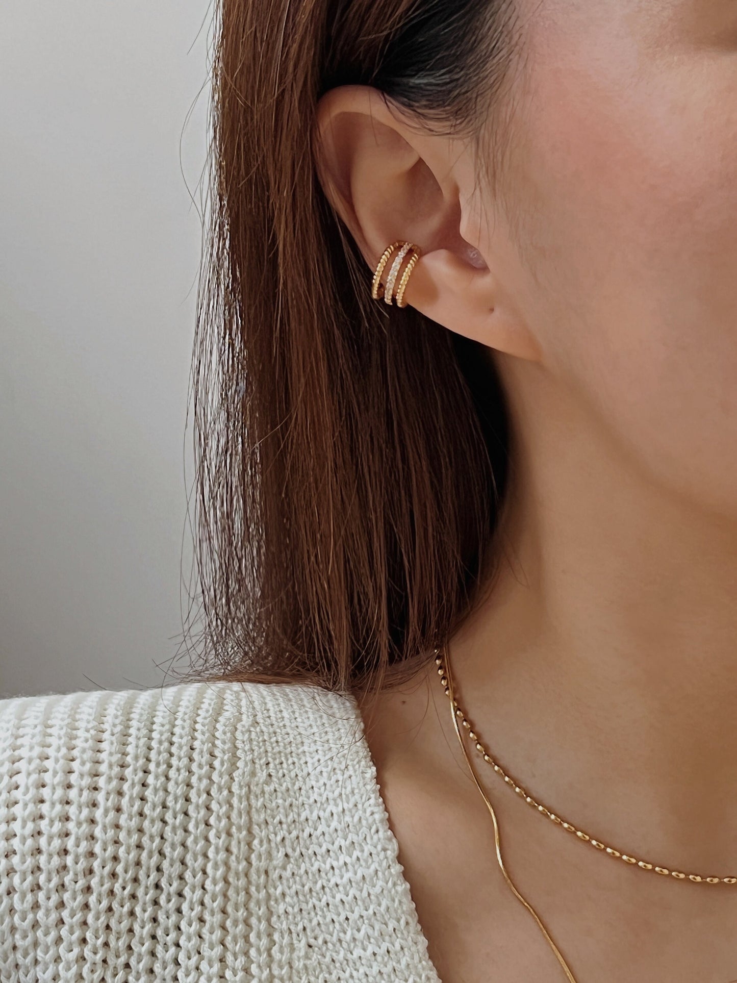 Ear stack inspiration featuring Jennie pavé triple cuff.