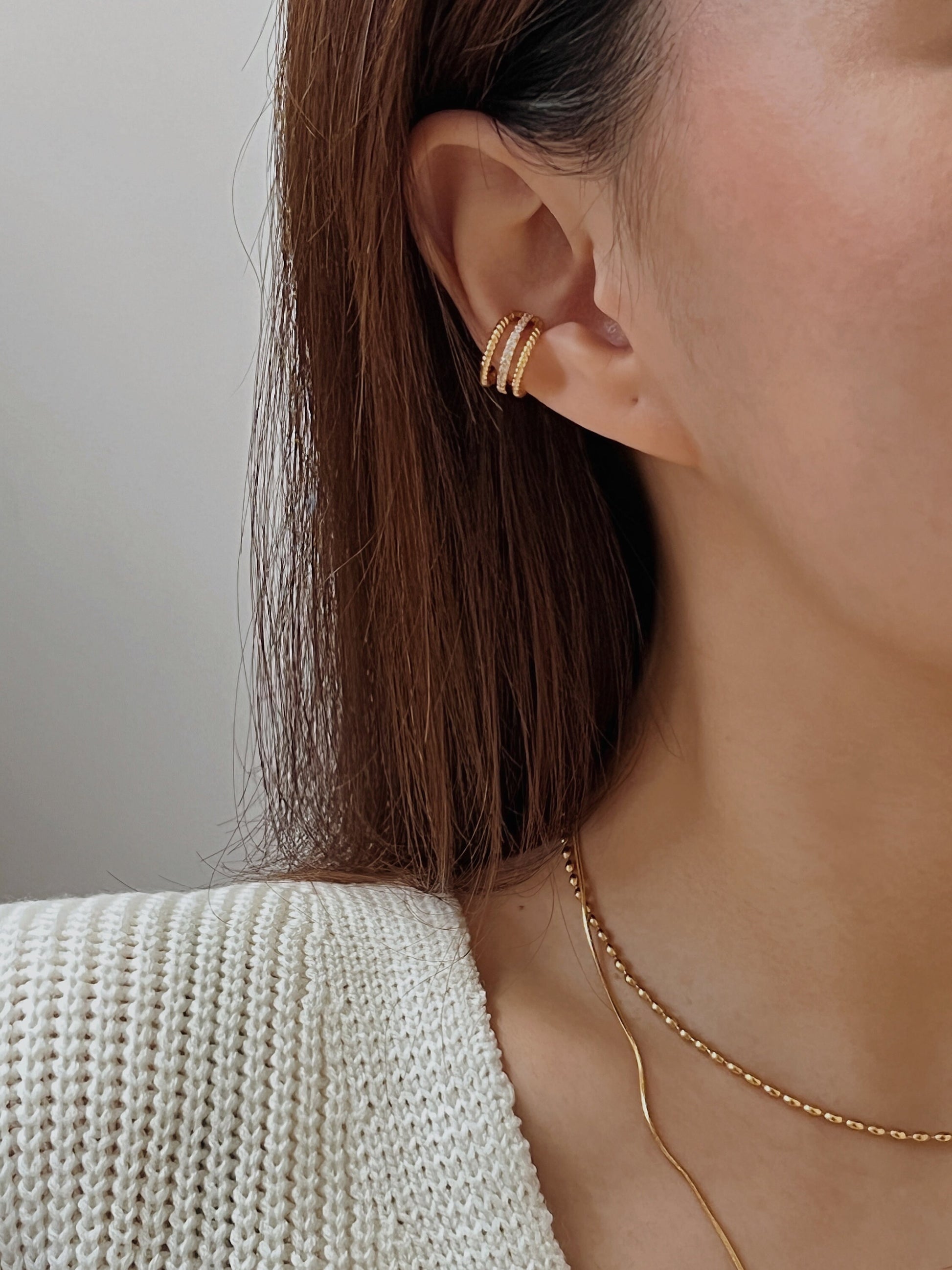 Ear stack inspiration featuring Jennie pavé triple cuff.