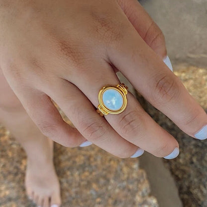 Iridescent pearl statement ring Australia beach lifestyle style
