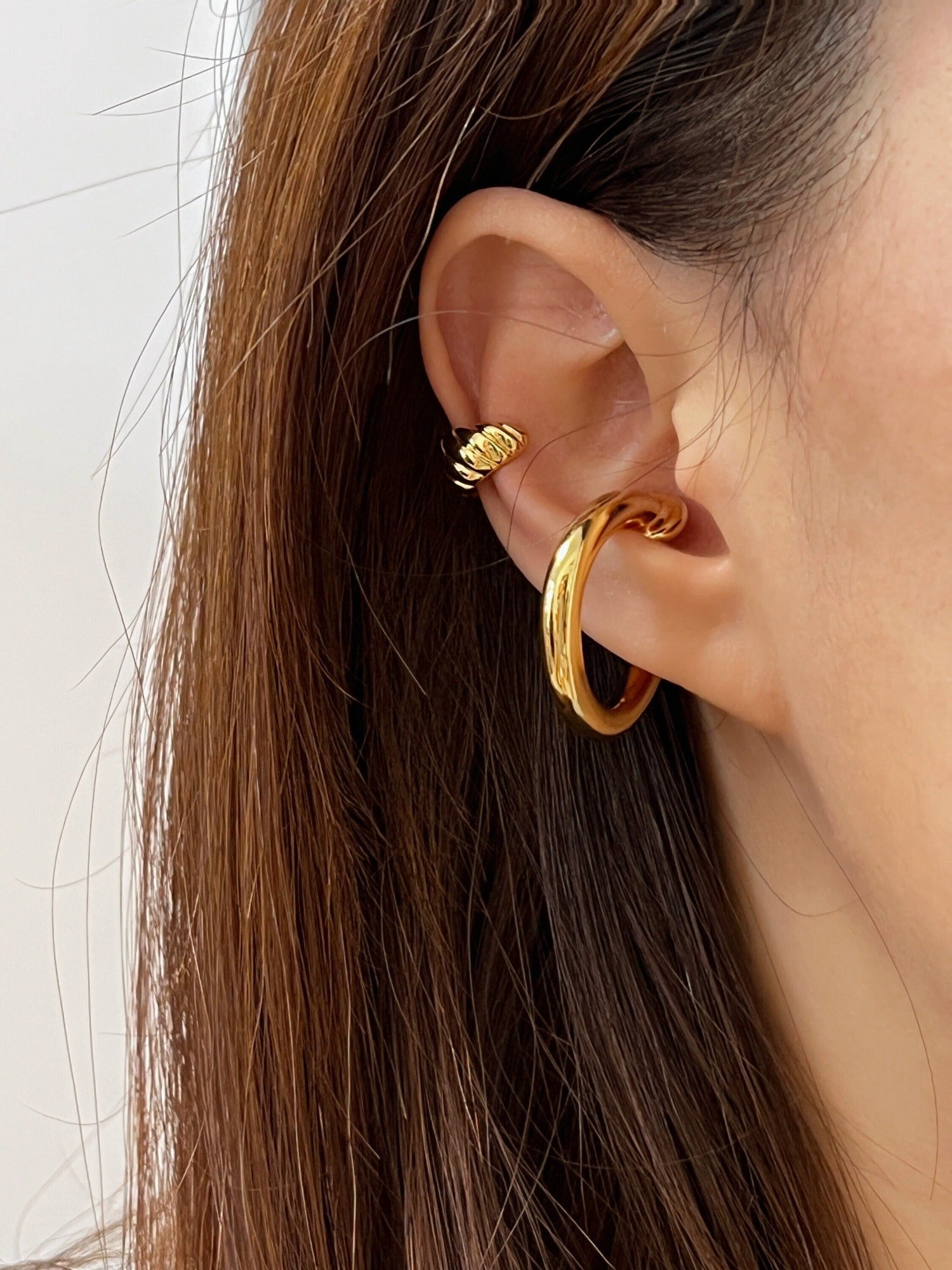 Brooklyn Statement Hoop Ear Cuff in waterproof 18k Gold PVD