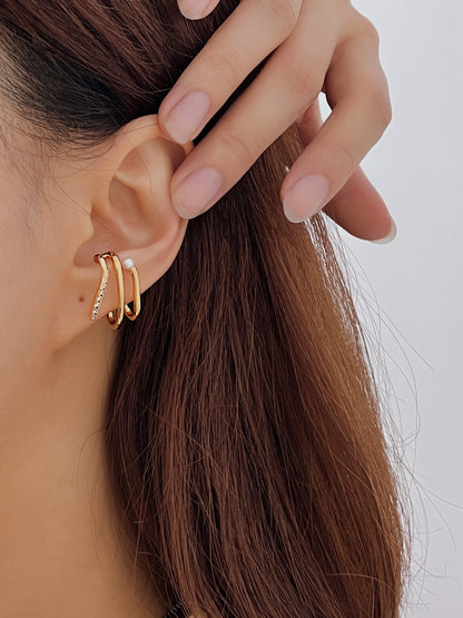 Ear stack styling with Heidi pearl CZ cuff.