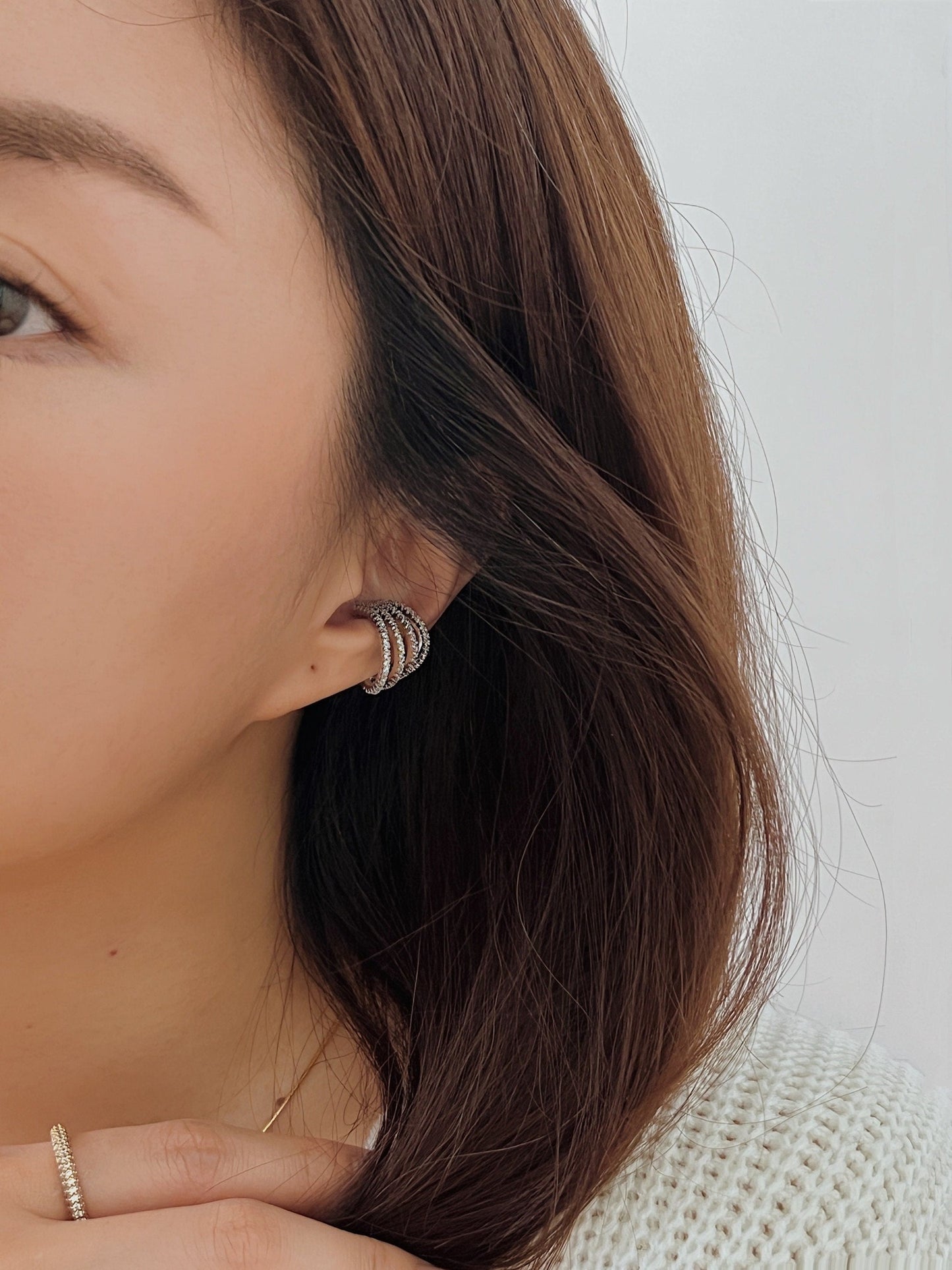 Ear stack inspiration featuring Aurelia pavé gold cuff.
