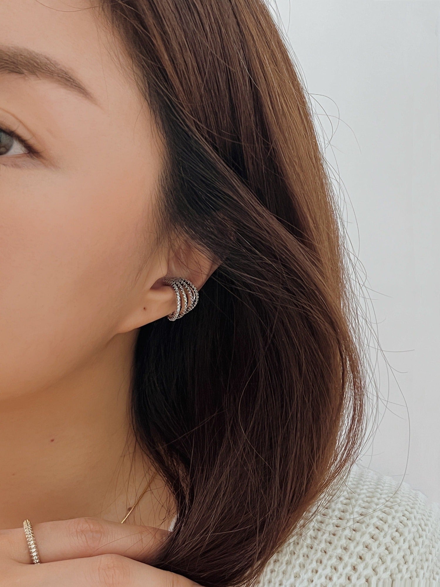 Ear stack inspiration featuring Aurelia pavé gold cuff.