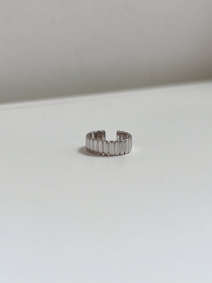 Front view of silver Kate ear cuffs