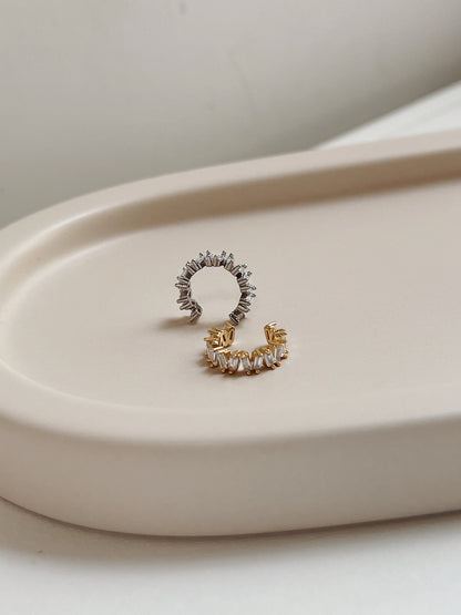 Detail shot of sterling silver base on the Grace ear cuff.