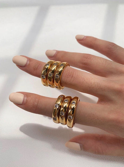 Editorial model hand stack featuring the Carlota CZ band