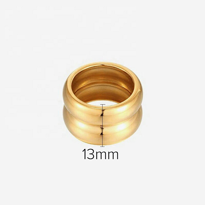 Chunky Band Ring, Cigar Band Ring, Thick Ring Gold, Gold Ribbed Ring, Wide Band Ring, Gold Double Ring, Chunky 18K Gold Ring, Statement Ring