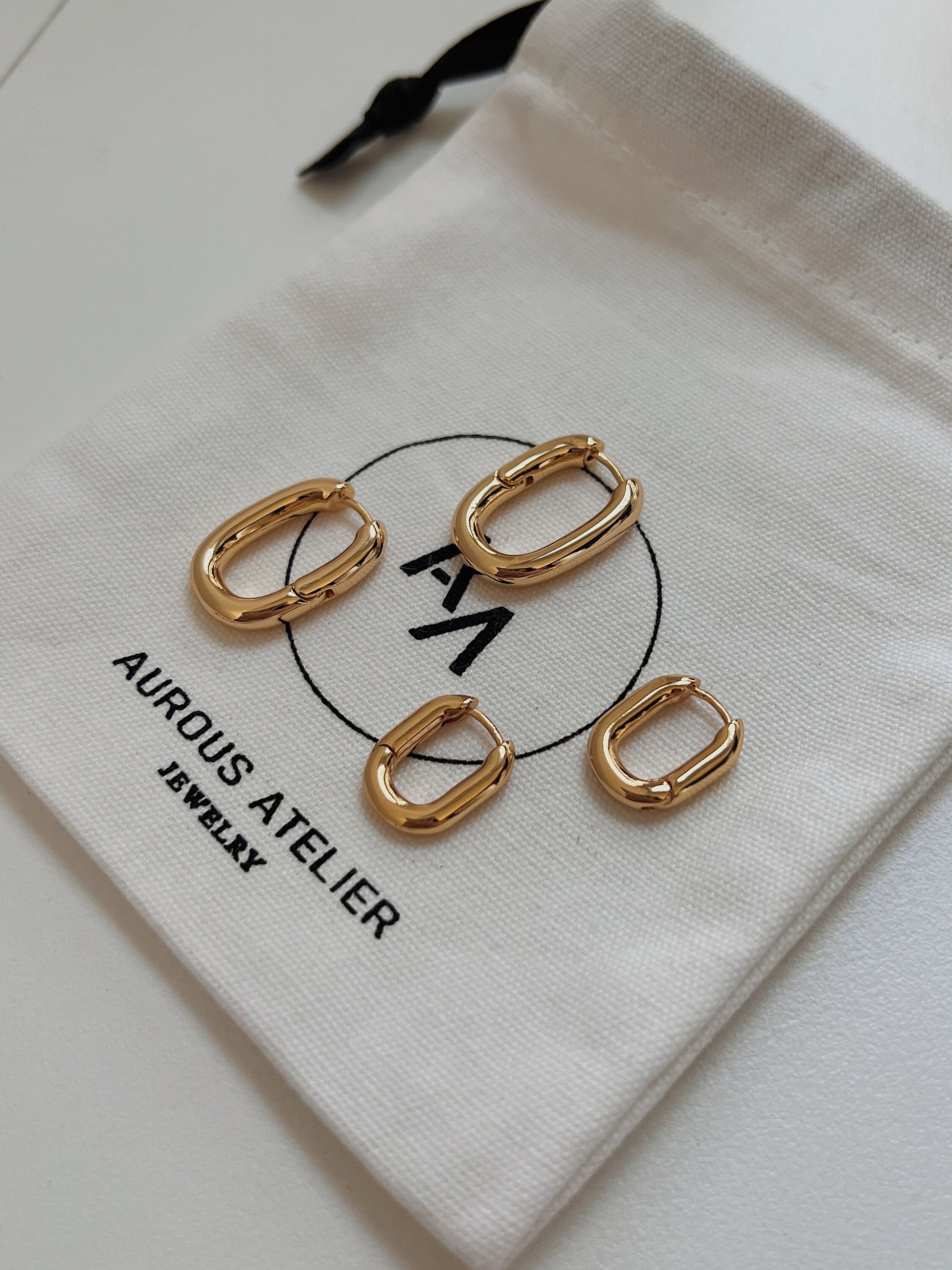 Mini Rectangle Hoop Earrings, 18K Gold Chunky Rectangle Hoops, Statement Rectangular Earrings, Minimalist Thick Oblong Huggie Hoop Earrings