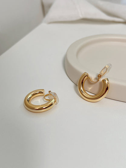 Clip On Earrings, 18K Gold Clip On Hoop Earrings, Gold Hoop Earrings, Statement Hoops, Non Pierced Earrings, Bold Clip On Hoops NEW UPGRADE