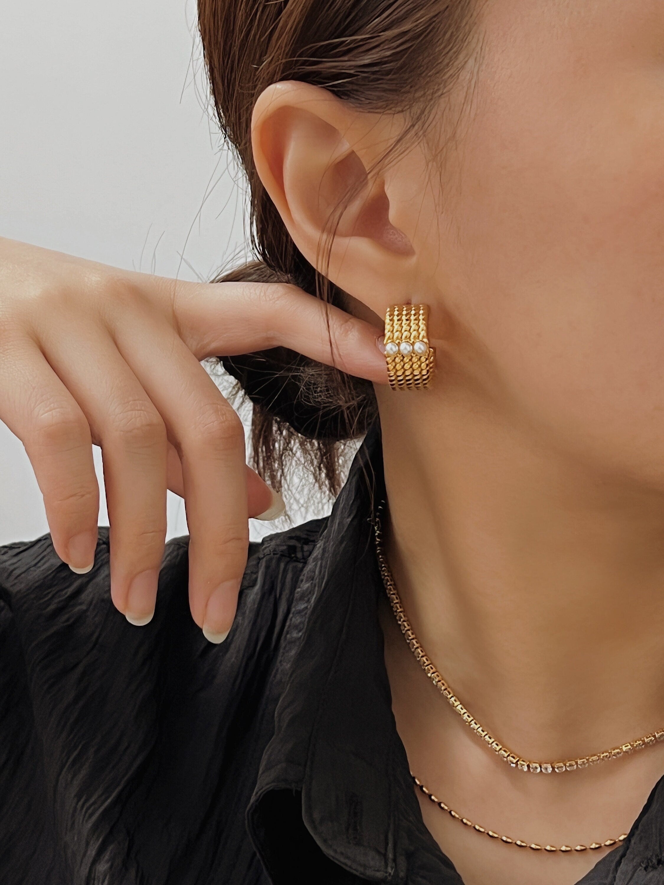 Vintage Gold Woven Half Hoop Earrings – Admiral Row