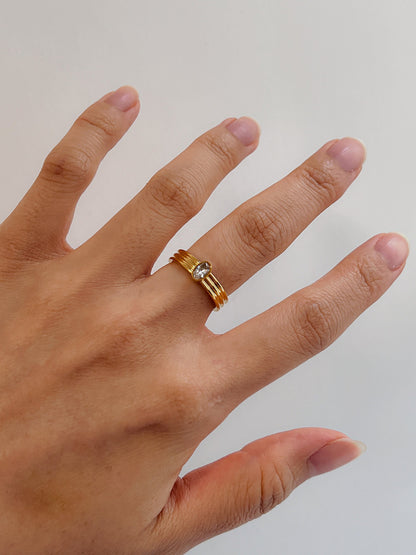 Hand model styling the Poppi ring as a standalone statement piece