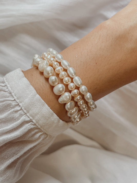 Natural Pearl Beaded Bracelet, Pearl Strechy Bracelet, Genuine Freshwater Pearl Bracelet, Parisian Baroque Pearl Statement Bracelet, Wedding