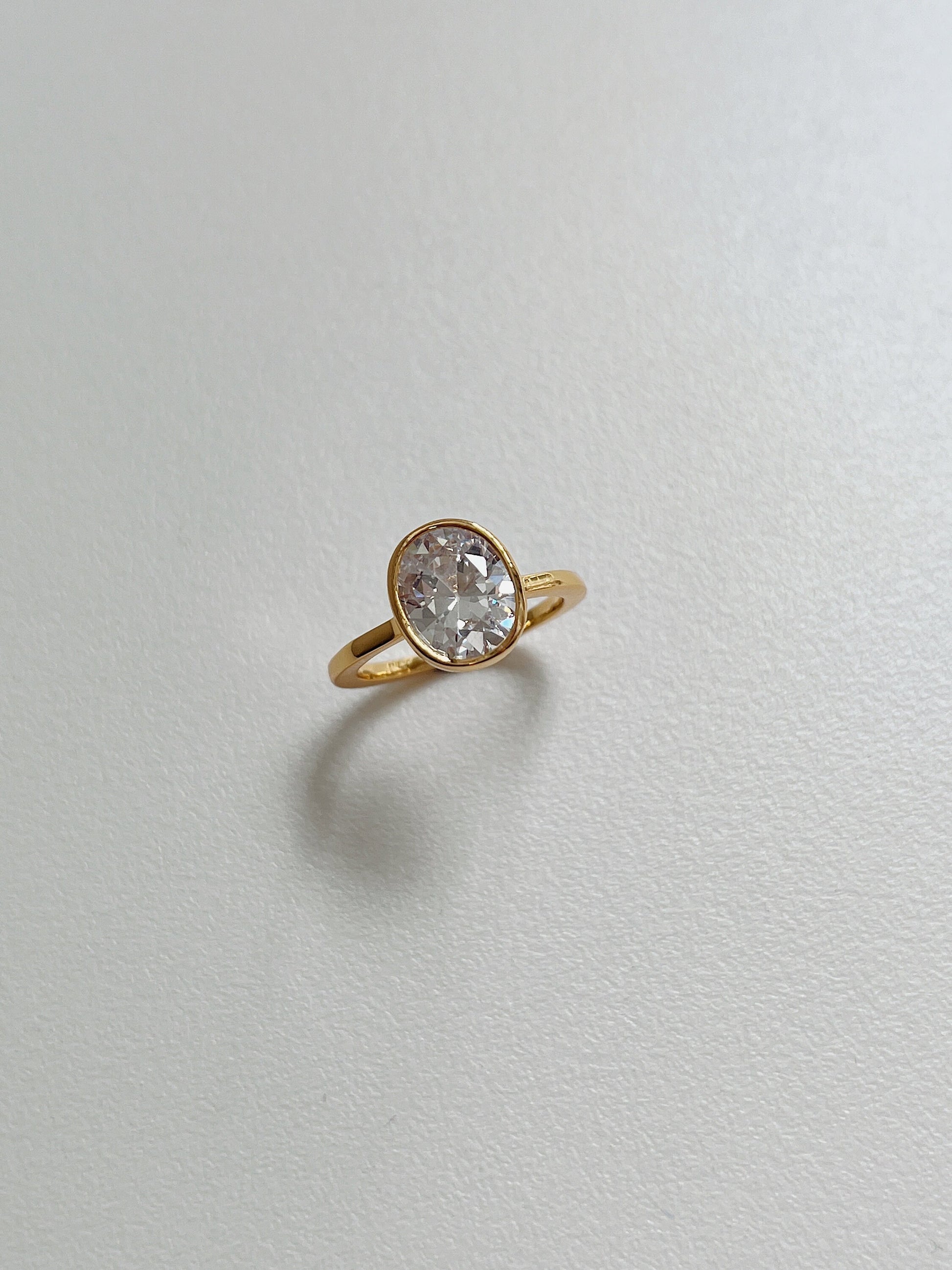 Gemstone Ring, Oval Cut Solitaire Ring, Gold Oval CZ Diamond Ring, 18K Gold Large Oval Ring, Cubic Zirconia Statement Ring, Stacking Ring