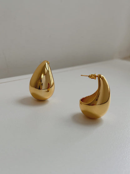 Gold Chunky Tear Drop Dome Stud Earrings, Statement Gold Earrings, Bold Pear Stud Earrings, Water Drop Dome Earrings, Minimal Oversize Studs