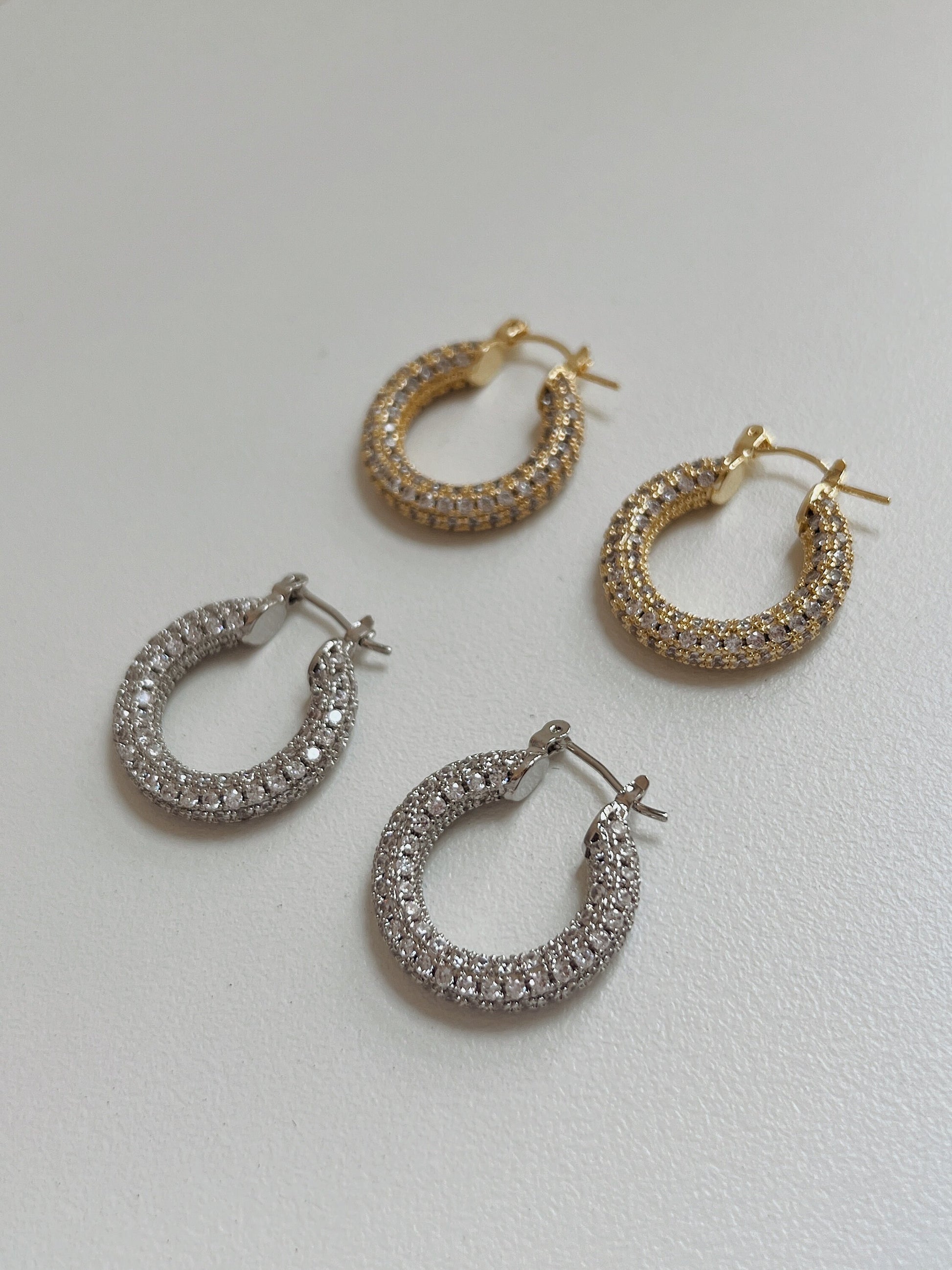 Pave Round Hoop Earrings, Statements Pave Diamond Mini Huggie Hoop Earrings, Minimalist Pave CZ Hoops, Thick Pave Hoops, Bridesmaid Earrings