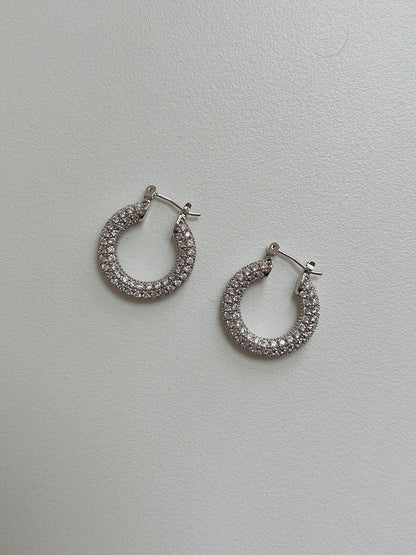 Pave Round Hoop Earrings, Statements Pave Diamond Mini Huggie Hoop Earrings, Minimalist Pave CZ Hoops, Thick Pave Hoops, Bridesmaid Earrings