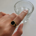 Lucia Round Black Signet Ring
