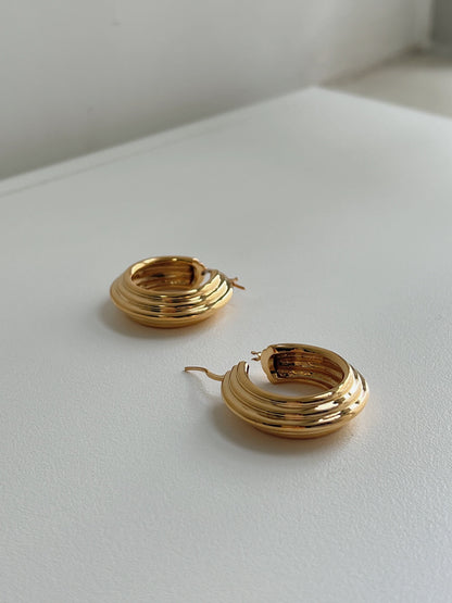 large hoop earrings, textured hoop earrings, 18k gold plated earrings, tarnish-free earrings, waterproof jewelry, chunky hoop earrings, gold hoop earrings, statement gold hoops, 