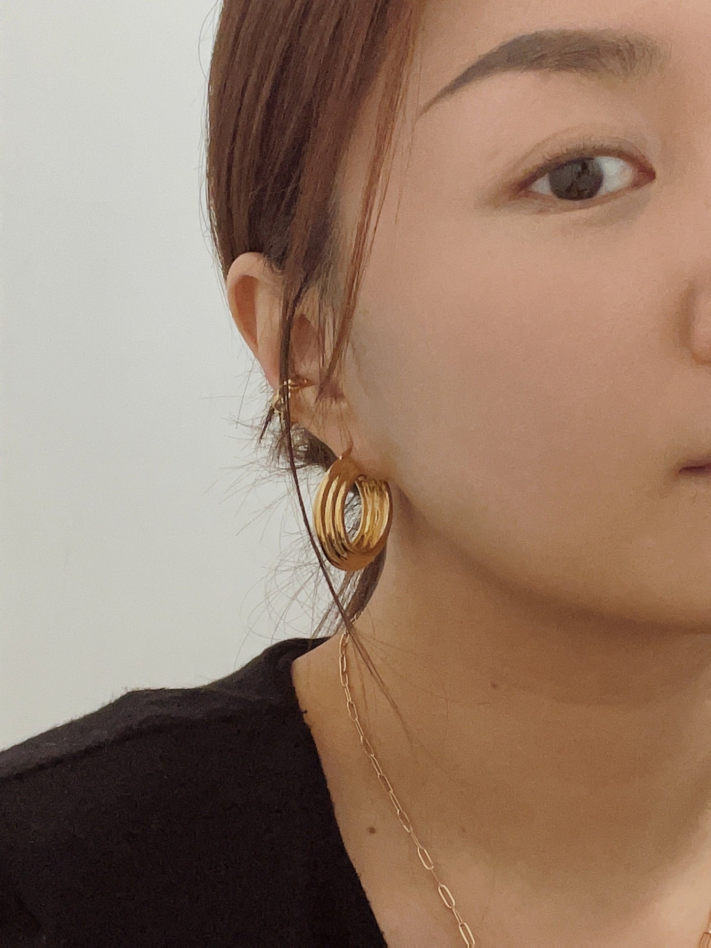 large hoop earrings, textured hoop earrings, 18k gold plated earrings, tarnish-free earrings, waterproof jewelry, chunky hoop earrings, gold hoop earrings, statement gold hoops, 