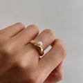 Isabella Dainty Pearl Wavy Ring