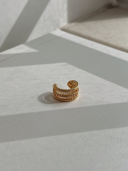 Architectural detail of Jennie triple band ear cuff.